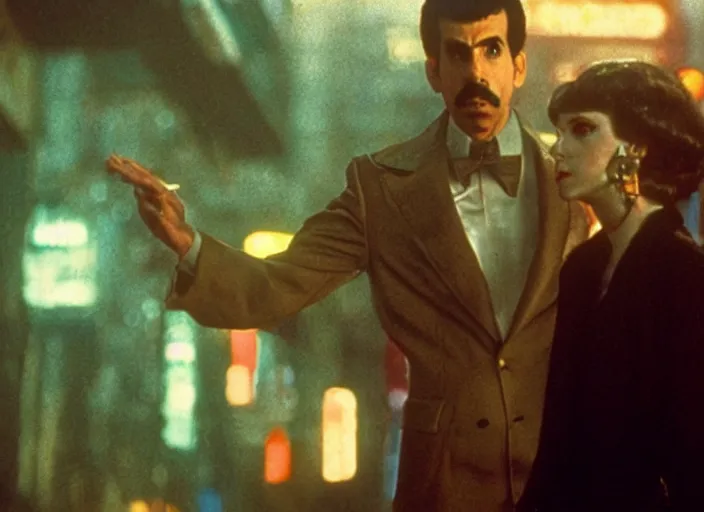 Image similar to film still, borat in blade runner, 8 k