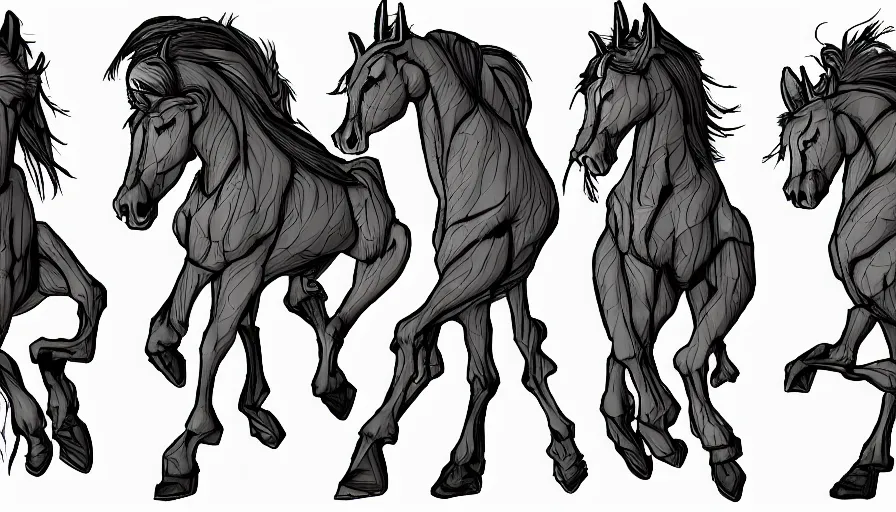 Image similar to TFTG art of a man turning into a horse in three steps, deviantart, transformation sequence