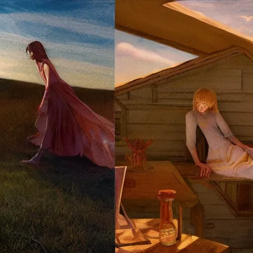 Image similar to Elle Fanning in the painted world of Life is Strange, head and shoulders masterpiece, apocalypse, golden hour, cosmic horror, artstation, in the style of Andrew Wyeth and Edward Hopper and Bosch, extremely detailed