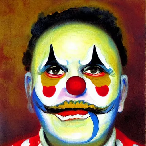 Image similar to a painting of a clown, by george luks
