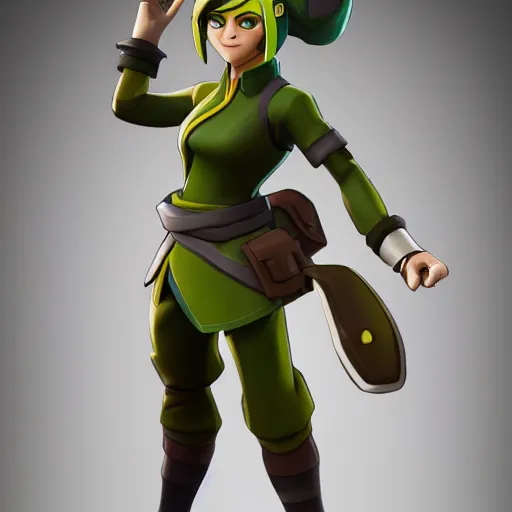 Image similar to toph beifong in fortnite, character render, full body shot, highly detailed, in game render