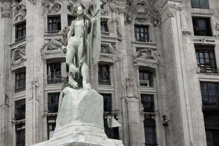 Prompt: among us statue in the middle of a city, historical, marble, photo