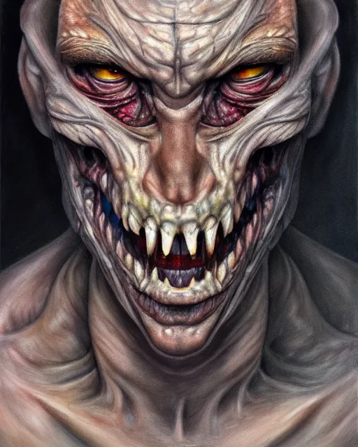 Image similar to a realistic detailed portrait painting of a monster