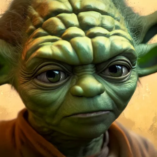 Image similar to yoda working out, au naturel, hyper detailed, digital art, trending in artstation, cinematic lighting, studio quality, smooth render, unreal engine 5 rendered, octane rendered, art style by klimt and nixeu and ian sprigger and wlop and krenz cushart