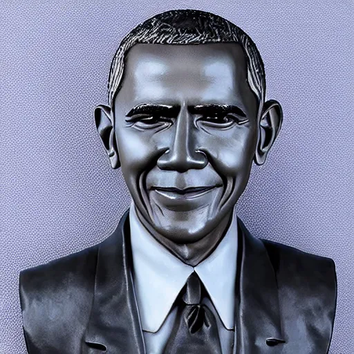 Prompt: perfect clay sculpture of barack obama with wax resist coloring award winning art photography