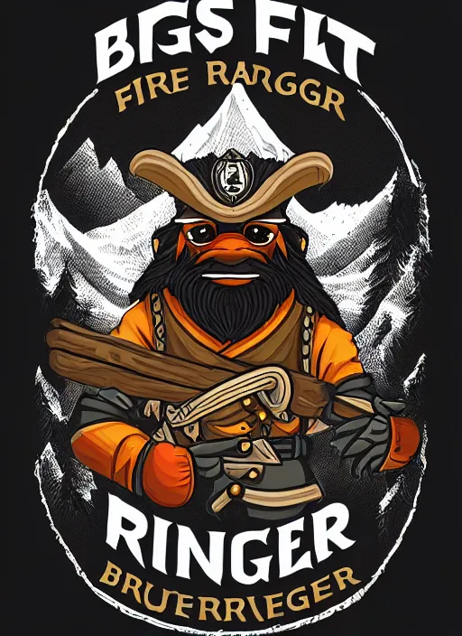 Prompt: bugbear fire ranger, exquisite details, black beard, white background, by studio muti