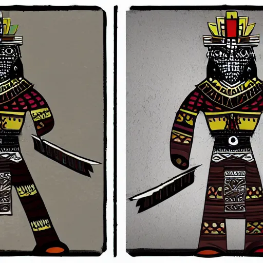 Image similar to Character Design, aztec warrior with jaguar mask