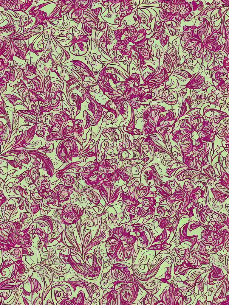 Prompt: repeatable ornate decorative floral pattern background, digital asset, line art, watercolour, pretty flowers, leaves, pbr, 8 k, kdp, perfect symmetry, in the style of, stamperia, and graphic 4 5,