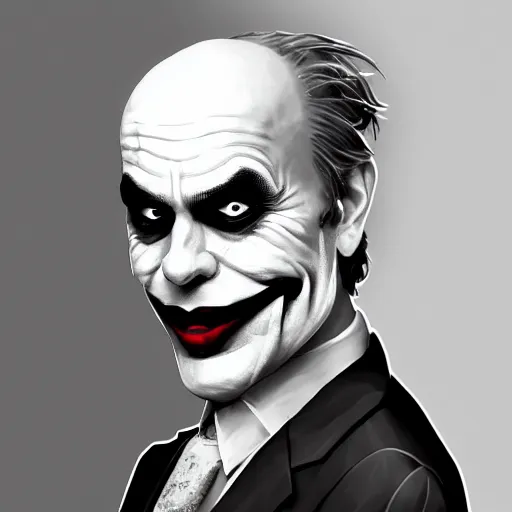 Image similar to Ben Bernanke as the Joker, digital art, cgsociety, artstation, trending, 4k