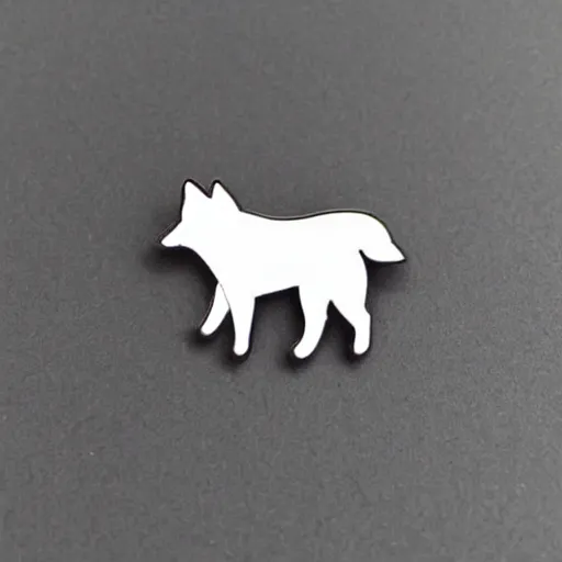 Prompt: retro minimalistic clean wolf enamel pin