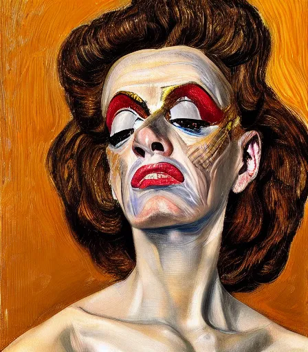 Prompt: a high quality, high detail, portrait of a drag queen by lucian freud