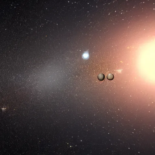 Prompt: 2 stars orbiting each other, hyper realistic