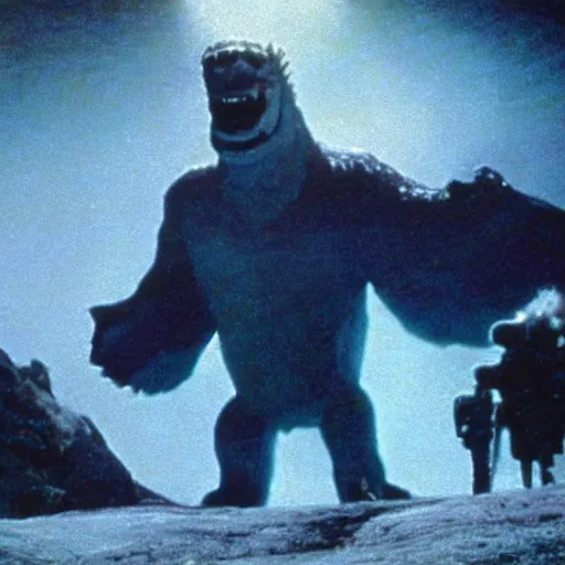 Image similar to Pulgasari the North Korean monster, volumetric lighting, filmstill, produced by Kim Jong-il, Kodachrome, kaiju-eiga, monster movie