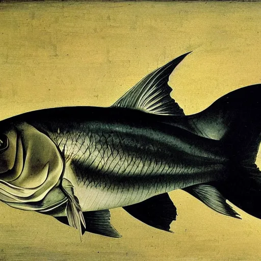 Image similar to painting of a big fish, by Caravaggio