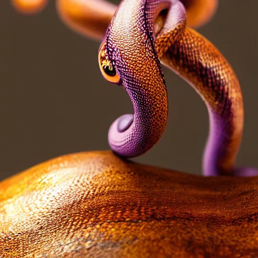 Image similar to photography of a realistic ekans animal, ultra detailed, 8 k, cinematic lighting, natural background, trending on artstation, pokemon