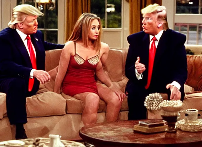 Image similar to film still of donald trump in the tv show friends