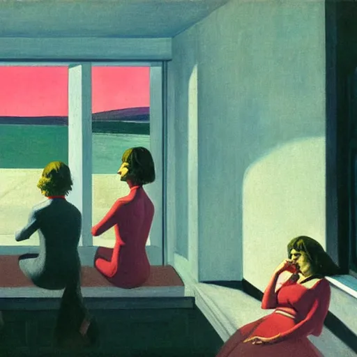 Prompt: Pink Floyd by Edward hopper