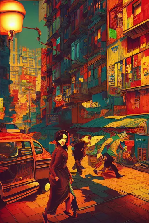 Image similar to slum neighbourhood. pop art, pixel, bioshock art style, gta chinatown art style, dynamic composition, sharp focus, intricate details, elegant, aesthetic, warm colour, art by artgerm and richard hamilton and mimmo rottela