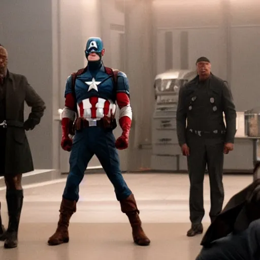 Image similar to film still of Samuel L Jackson as Captain America, in new Avengers film