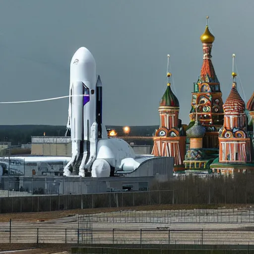 Image similar to space-x in Moscow, realistic, cinematic