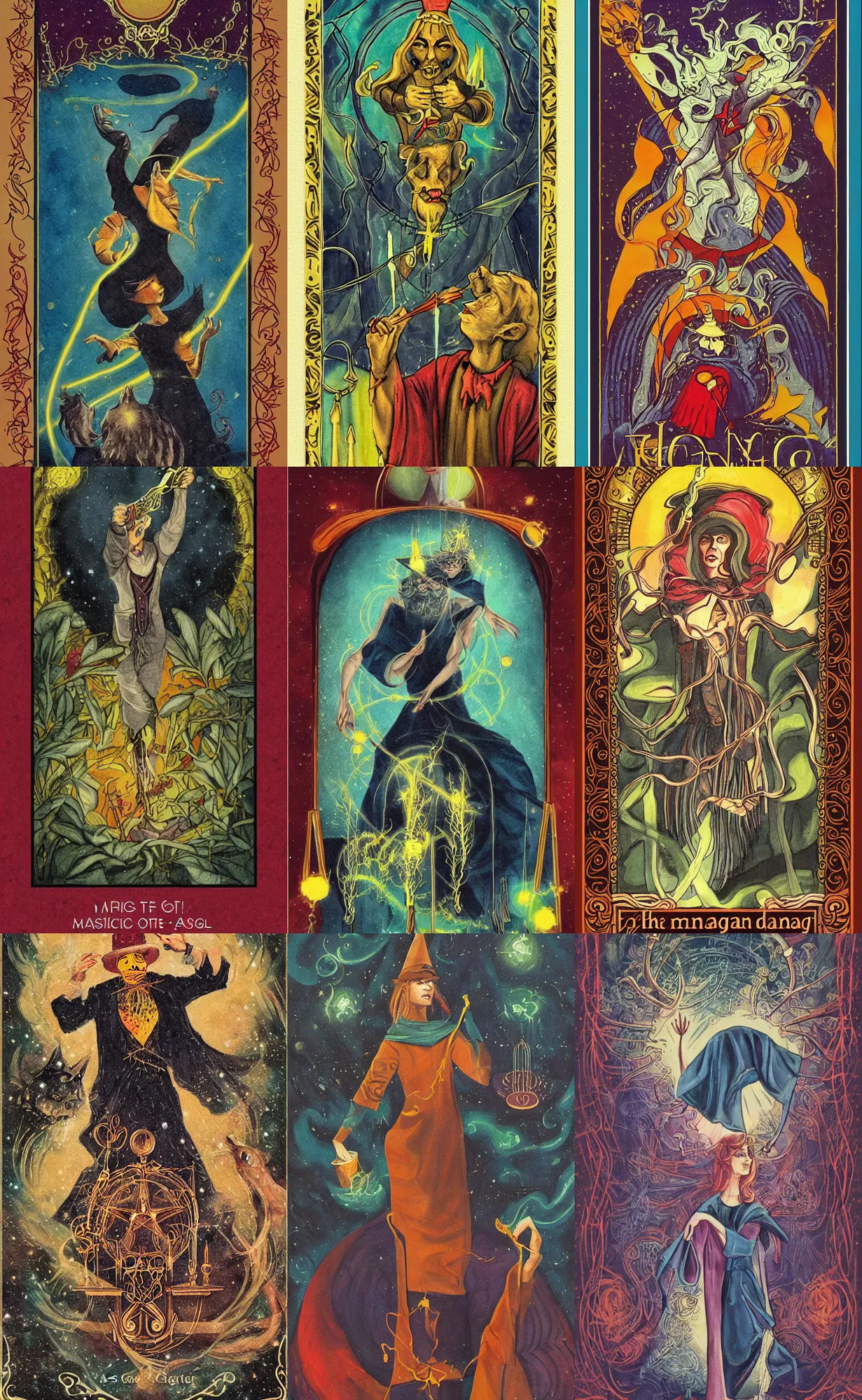 Prompt: art for the magician tarot card by hr geiger