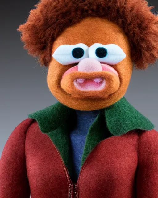 Image similar to nelly bertram as a muppet. highly detailed felt. hyper real photo. 4 k.