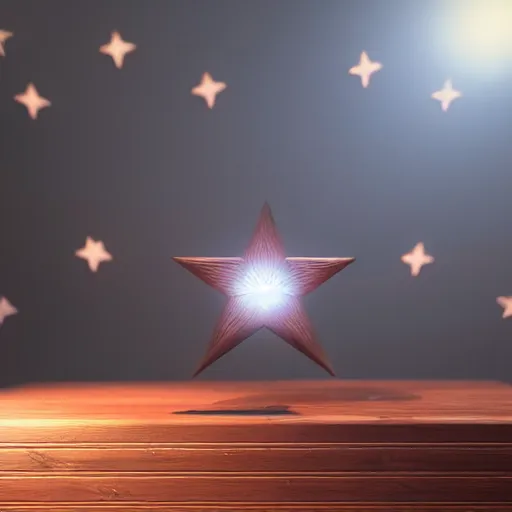 Image similar to a star on a board, digital art, octane engine, detailed render, dynamic lighting, 4 k