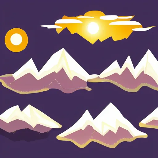 Prompt: a mountain range at night, vector-based