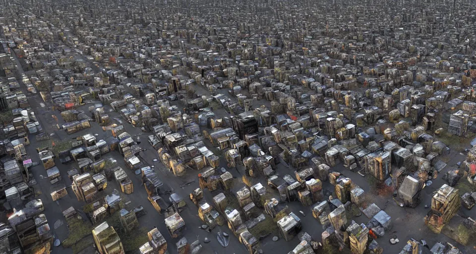 Prompt: aerial view of dilapidated zombie - apocalypse new york city in real life, desolate with zombies, dilapidated, empty streets, nightmarish, some rusted style parked vehicles, sunny weather, few clouds, volumetric lighting, photorealistic, daytime, autumn, sharp focus, ultra detailed, cgsociety