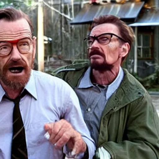 Image similar to Headcrab attacks Bryan Cranston as Gordon Freeman, still from a movie