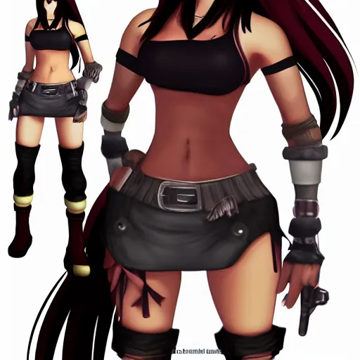 Image similar to character dresses reference sheet of Tifa from FF7