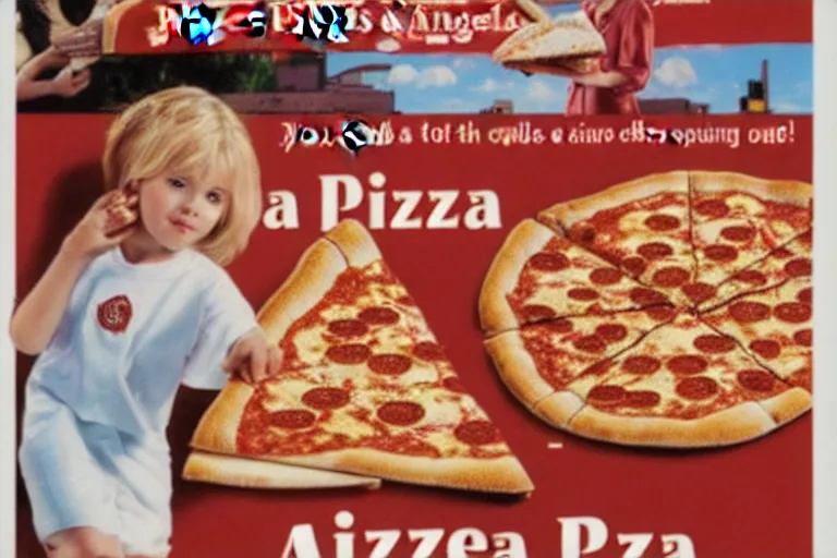 Image similar to angels, pizza, advertisement