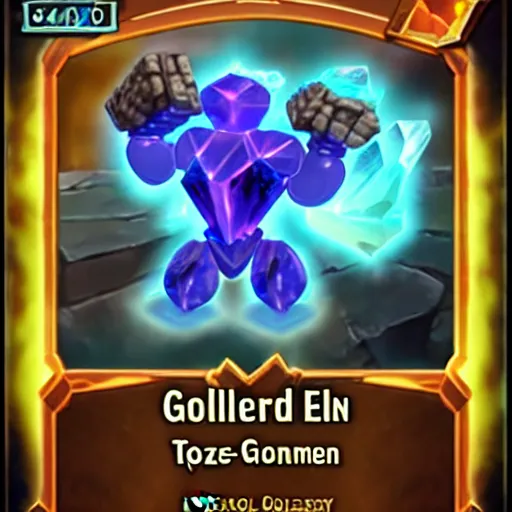 Prompt: topaz golem, legendary crystal construct