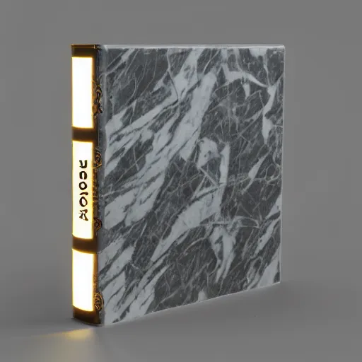 Image similar to light mask, marble, detailed, 8k, glowing, retro book cover, unreal engine,