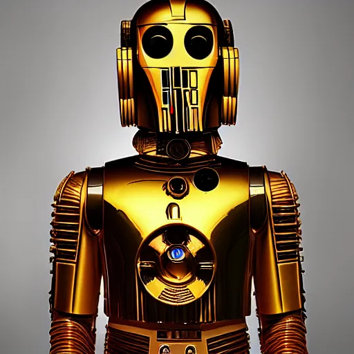 Prompt: portrait of c - 3 p 0 by greg ruthkowski