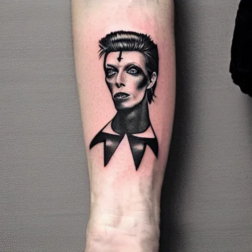 Prompt: tattoo of david bowie