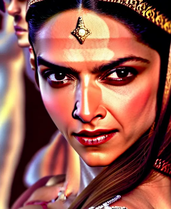 Image similar to cross-processed film still of beautiful Deepika Padukone dressed as an ancient Greek goddess looking at the camera with beautiful eyes. complex detailed film still at 16K resolution and amazingly epic visuals. epically luminous image. amazing lighting effect, image looks gorgeously crisp as far as it's visual fidelity goes, absolutely outstanding image. perfect film clarity. amazing film quality. iridescent image lighting. Criterion collection. gloriously cold atmosphere. mega-beautiful pencil image shadowing. beautiful face. 16k upscaled image. soft image shading. soft image texture. intensely beautiful image. large format picture.