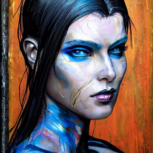 Image similar to woman portrait made out of paint, beautiful, cyborg, comic book art, highly detailed