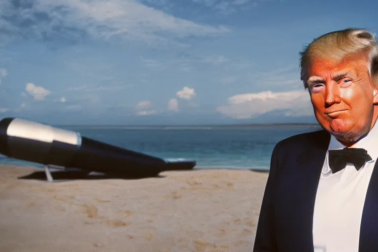 closeup portrait of donald trump at a beach resort | Stable Diffusion ...