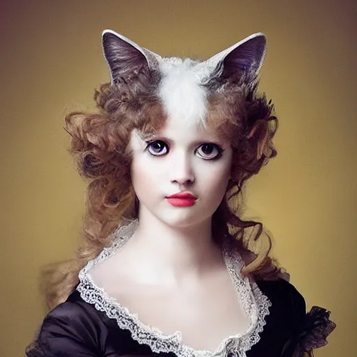 Image similar to in love cats baroque style character portrait, highly detailed, soft studio lighting, Pentax 35mm camera