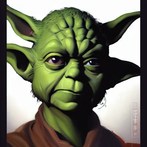 Image similar to greg manchess portrait painting of yoda as overwatch character, medium shot, asymmetrical, profile picture, organic painting, sunny day, matte painting, bold shapes, hard edges, street art, trending on artstation, by huang guangjian and gil elvgren and sachin teng