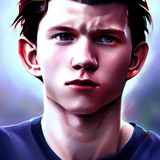 Image similar to Tom Holland, by WLOP, artgerm