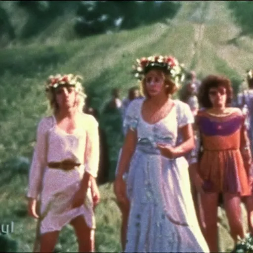 Image similar to vhs 1 9 8 0 s footage of a scene from the movie midsommar