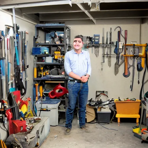 Prompt: hardware engineer in his home workshop