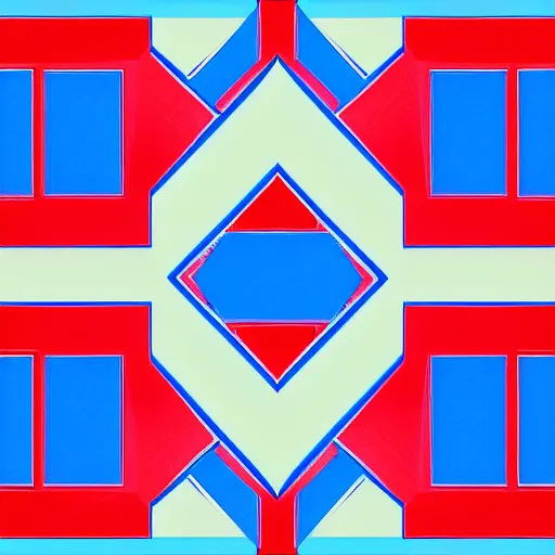 Prompt: a vertically symmetrical image, left is blue, right is red