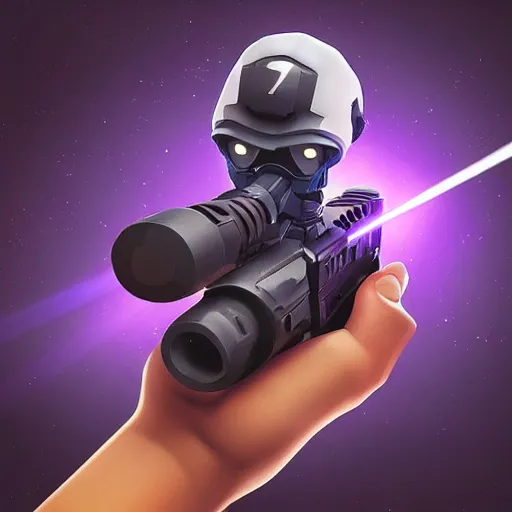 Image similar to “ hand in glove holding laser gun from the side, cinematic, digital art, fortnite style, award winning ”