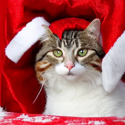 Image similar to cat wearing a santa costume