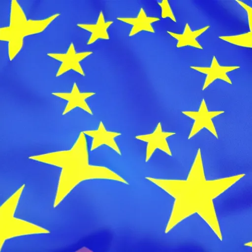 Image similar to the eu flag but the stars are replaced with crowns