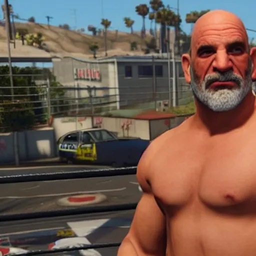 Prompt: wrestler Goldberg in GTA 5