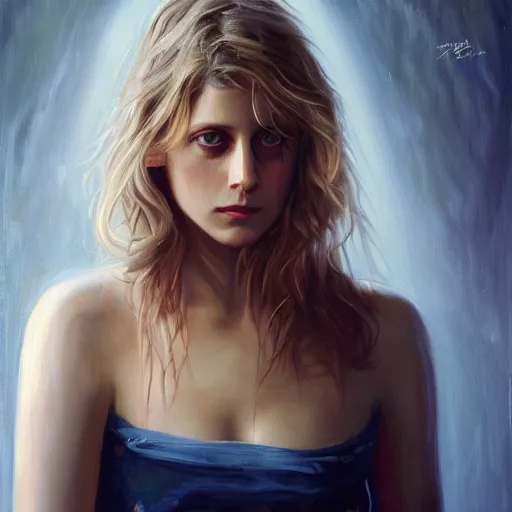 Image similar to oil painting of melanie laurent by sophie anderson, tony sart, anato finnstark, randy vargas